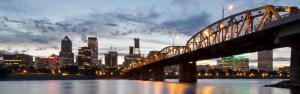 Portland, Oregon. Willamette River sunset