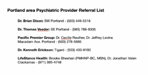 Portland Oregon area Psychiatric list still image
